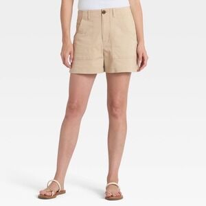 Universal Thread Women's High-Rise Utility Shorts Tan Khaki Size 12 NWT